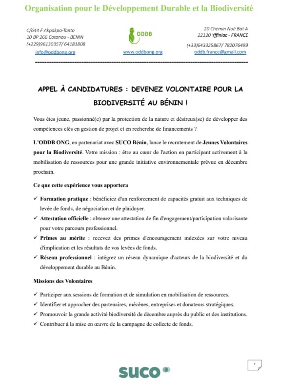 Recrutement de Jeunes Volontaires